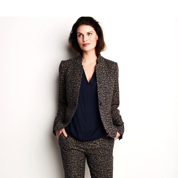 NWOT Golden Khaki Leopard Print Blazer S - Picture 2 of 7